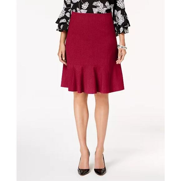 Akris Punto Flare Jersey Skirt Burgandy Red Size US 14 - Picture 1 of 10